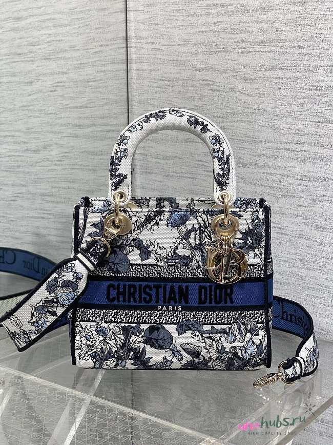 Dior Lady D-Lite Toile de Jouy blue flower 24x11x20cm - 1