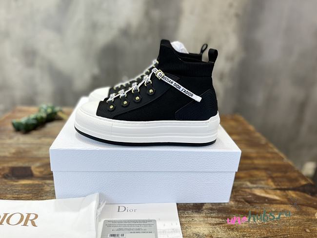 Dior Knit Fabric Walk'n'Dior High Top Black Sneakers - 1