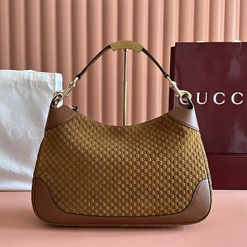 Gucci B medium shoulder bag brown suede 40x25x9cm