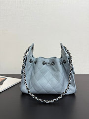 Chanel Mini 25 Handbag Blue Caviar Silver 22x20x12.5cm - 3