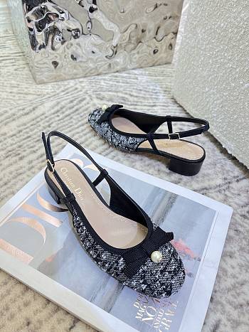 Dior Ballet Slingback Pump Black Tweed with White 3cm