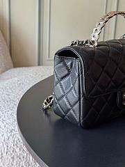 Chanel Flap Bag Handle Black Lambskin 20x14x7cm - 3