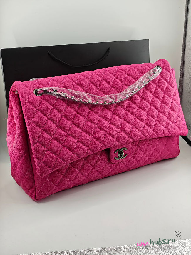 Chanel Maxi Flap Bag XXL Caviar Pink Silver 46x27x13cm - 1
