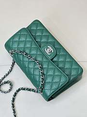 Chanel Flap Bag Green Caviar Silver 25cm - 5
