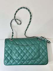 Chanel Flap Bag Green Caviar Silver 25cm - 3