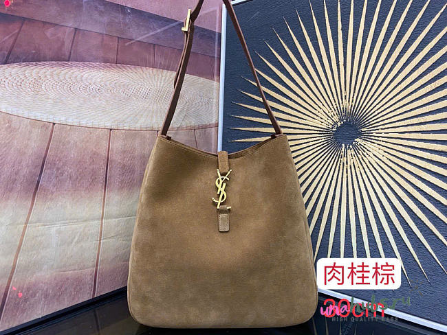 YSL LE 5 À 7 supple Large in suede in Brown 30x31x13cm - 1