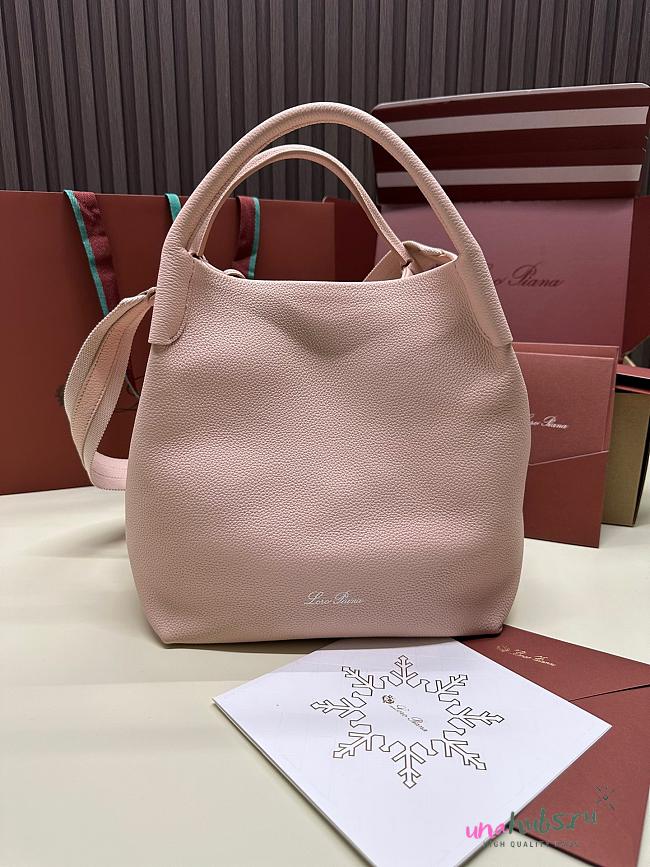 Loro Piana Large Bale bag Calfskin Pink 36x28x22cm - 1