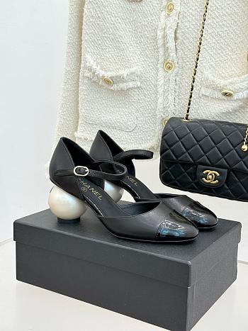 Chanel Mary Janes Lambskin Patent Calfskin Black 8.5cm