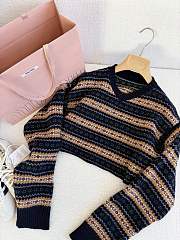 Miu Miu Navy Wool V-neck Sweater - 1