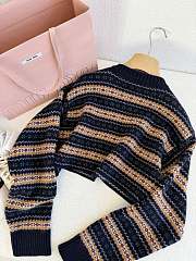 Miu Miu Navy Wool V-neck Sweater - 3