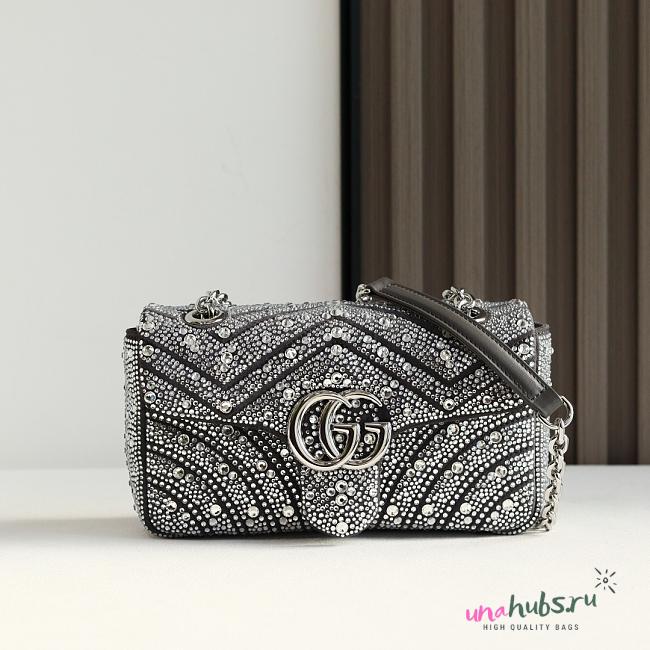 Gucci Marmont crystals small shoulder bag grey 22x12.5x6cm - 1