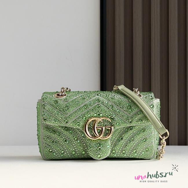 Gucci Marmont crystals small shoulder bag green 22x12.5x6cm - 1