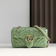 Gucci Marmont crystals small shoulder bag green 22x12.5x6cm - 1