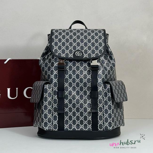 Gucci large backpack in black and silver GG fabric 46x35x12cm - 1