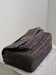 YSL Niki Medium Raffia Shoulder Bag Dark Brown 28x20.5x8.5cm - 4