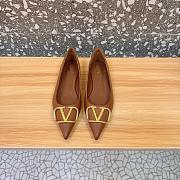 Valentino Garavani Kamel Leather VLOGO Flats - 1