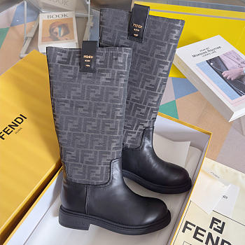 Fendi Filo Black Blue FF fabric boots