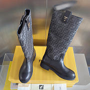 Fendi Filo Black Blue FF fabric boots - 4