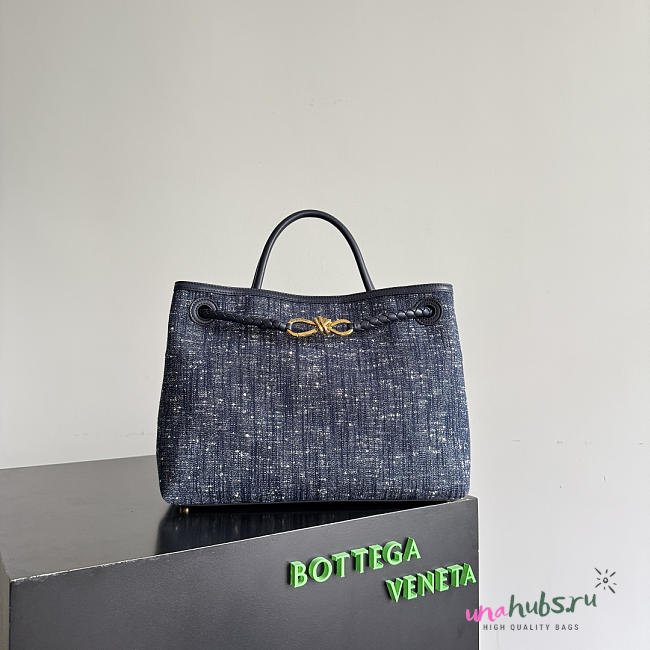 Bottega Veneta Andiamo Navy Denim 35x25x11cm - 1