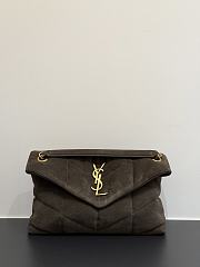 YSL Mini PUFFER suede dark brown-grey 23cm - 1