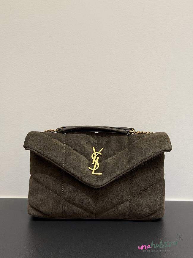 YSL Small PUFFER suede dark brown-grey 29x17x11cm - 1