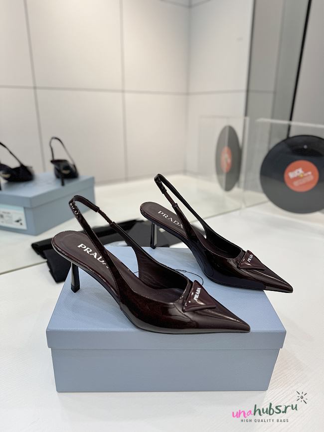 Prada Patent slingback pumps burgundy 7.5cm - 1