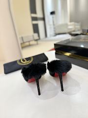 Christian Louboutin Km Fur 85mm Black Mules - 4