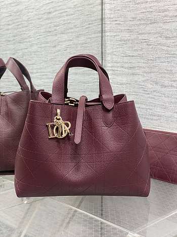 Dior Medium Toujours Burgundy Black Calfskin 28.5x21.5x17cm