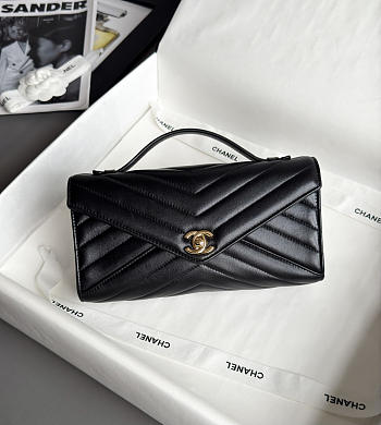Chanel Pouch Bag Black Lambskin 25x13x6.5cm
