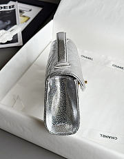 Chanel Pouch Bag Silver Lambskin 25x13x6.5cm - 2