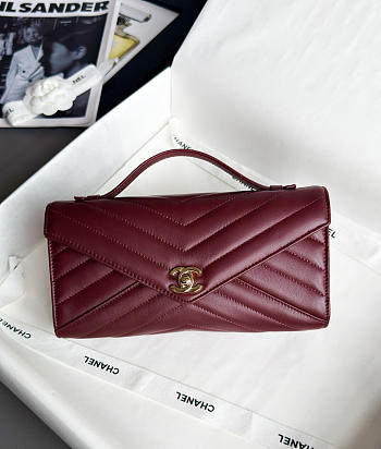 Chanel Pouch Bag Burgundy Lambskin 25x13x6.5cm