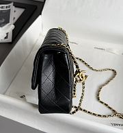 Chanel Flap Bag Black Lambskin Logo 23.5x14.5x7cm - 5