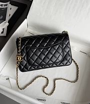 Chanel Flap Bag Black Lambskin Logo 23.5x14.5x7cm - 3