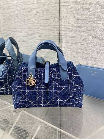 Dior Toujours Bag Blue Tweed 23x15x15cm