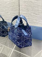 Dior Toujours Bag Blue Tweed 23x15x15cm - 3