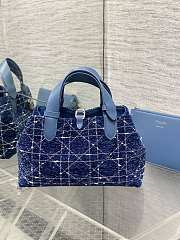 Dior Toujours Bag Blue Tweed 23x15x15cm - 4