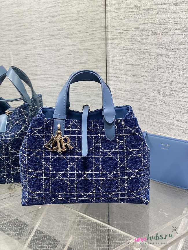 Dior Toujours Bag Blue Tweed 28.5x19x21cm - 1