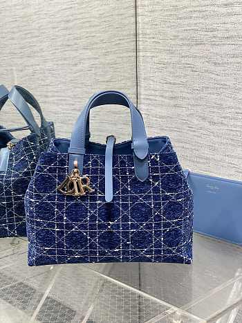 Dior Toujours Bag Blue Tweed 28.5x19x21cm