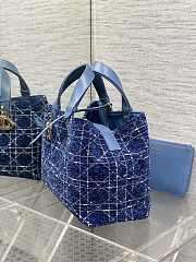 Dior Toujours Bag Blue Tweed 28.5x19x21cm - 4