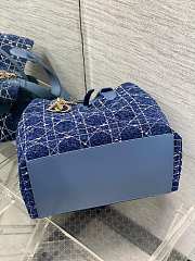 Dior Toujours Bag Blue Tweed 28.5x19x21cm - 3