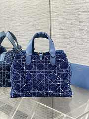 Dior Toujours Bag Blue Tweed 28.5x19x21cm - 2