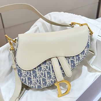 Dior Mini Saddle White Blue 20x14x6cm