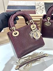 Dior Mini Lady Dior Burgundy Lizard 17x15x7cm - 1