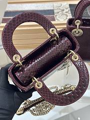 Dior Mini Lady Dior Burgundy Lizard 17x15x7cm - 5