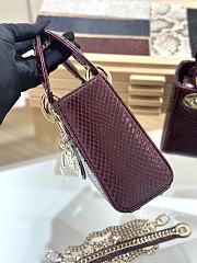 Dior Mini Lady Dior Burgundy Lizard 17x15x7cm - 4