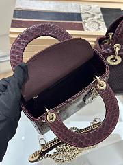 Dior Mini Lady Dior Burgundy Lizard 17x15x7cm - 3