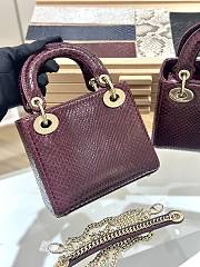 Dior Mini Lady Dior Burgundy Lizard 17x15x7cm - 2