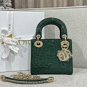 Dior Mini Lady Bag Green Patent 17x15x7cm - 1