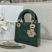 Dior Mini Lady Bag Green Patent 17x15x7cm - 4