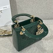 Dior Mini Lady Bag Green Patent 17x15x7cm - 3